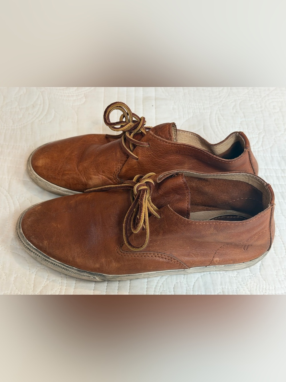 Frye Mindy Chukka Women's Size 7.5 Loafers Moccasins Laced Tan Leather